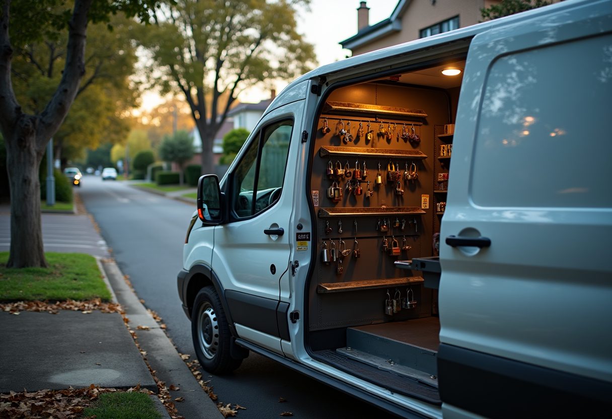 Locksmith van on a leafy North Shore street — Glenorie